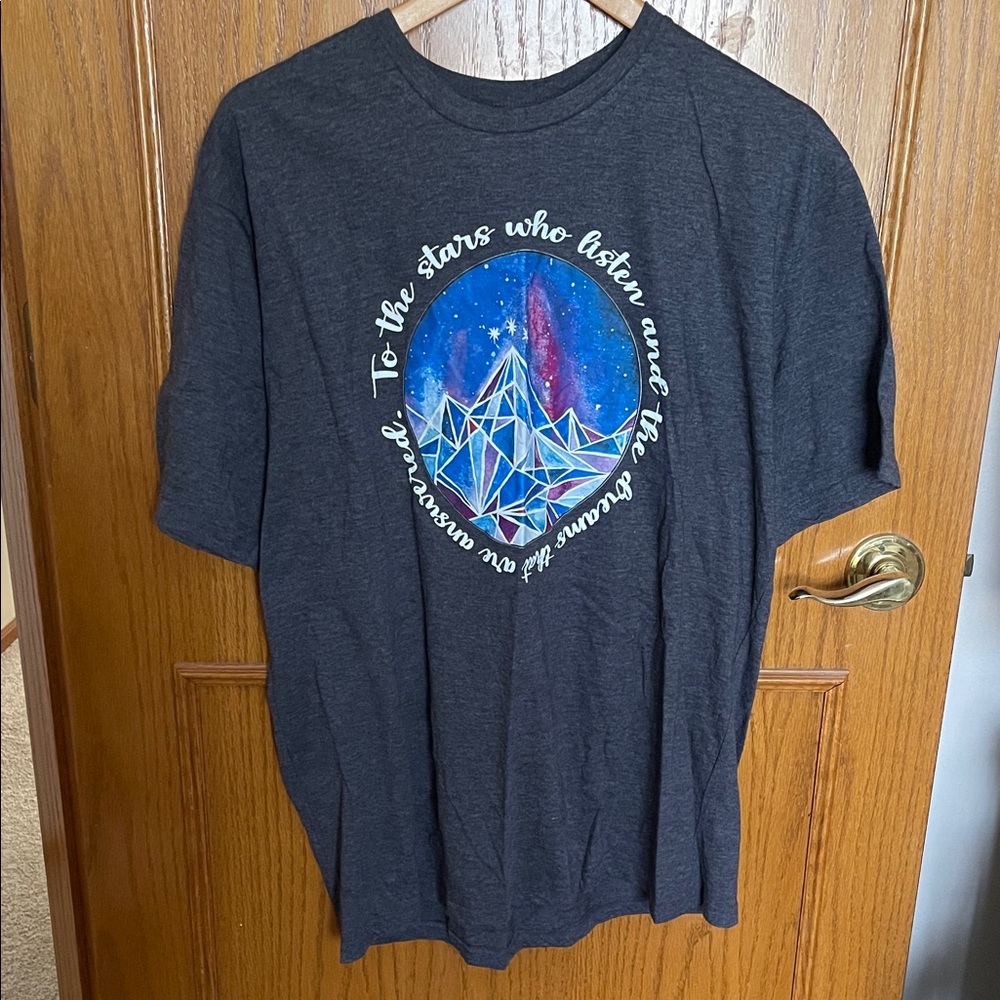 ACOTAR Inspired Graphic Charcoal Tee with Star Design